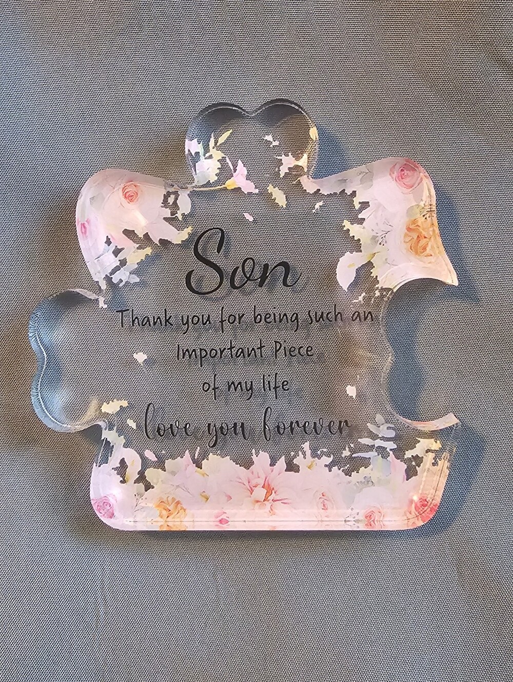 Son acrylic block puzzle piece plaque